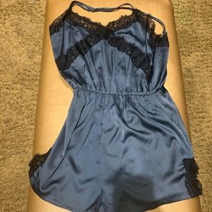 LF silky rich blue romper